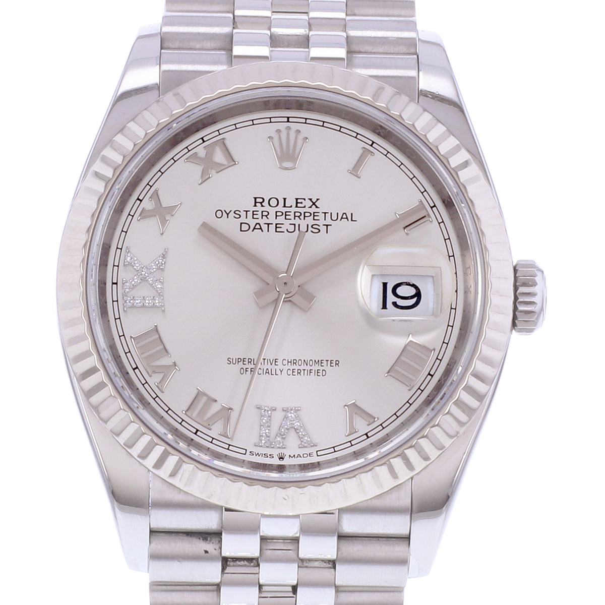 Montre d'occasion ROLEX DateJust 36 mixte mouvement automatique certifié (cosc) bracelet acier - vue D1