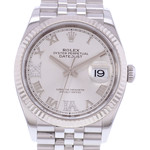 Montre d'occasion ROLEX DateJust 36 mixte mouvement automatique certifié (cosc) bracelet acier - vue D1