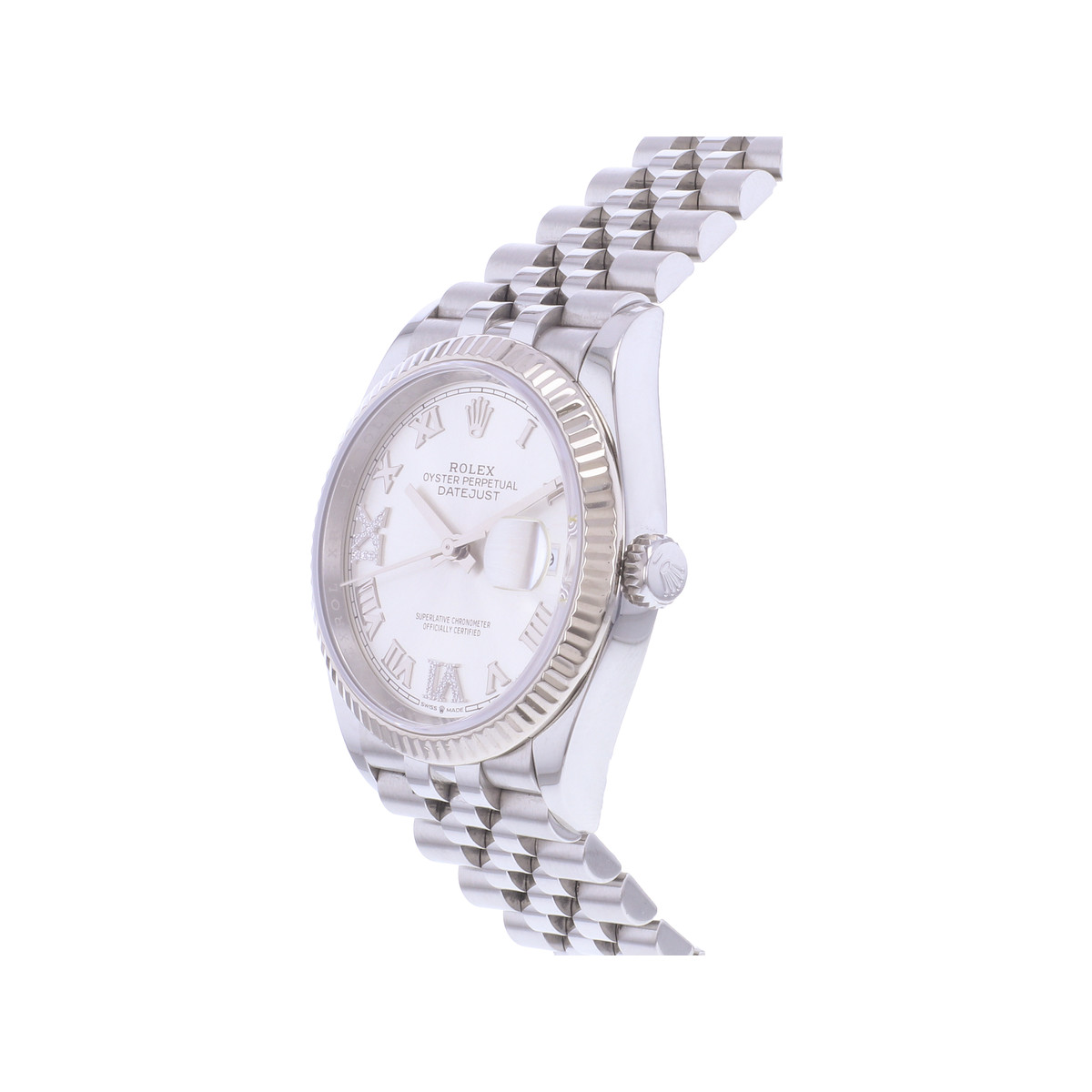 Montre d'occasion ROLEX DateJust 36 mixte mouvement automatique certifié (cosc) bracelet acier - vue D2