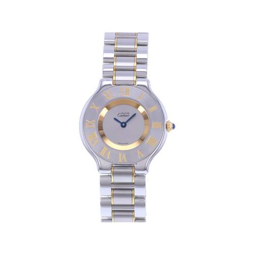 Montre d'occasion CARTIER Must 21 femme quartz bracelet or jaune 750/000 et acier