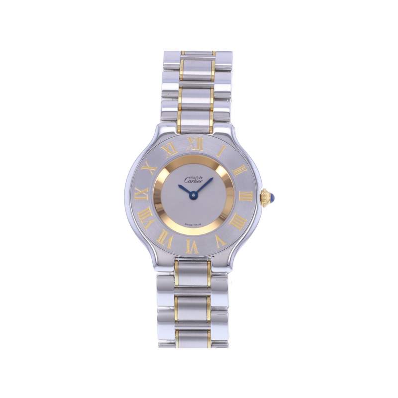 Montre d'occasion CARTIER Must 21 femme quartz bracelet or jaune 750/000 et acier - vue 1