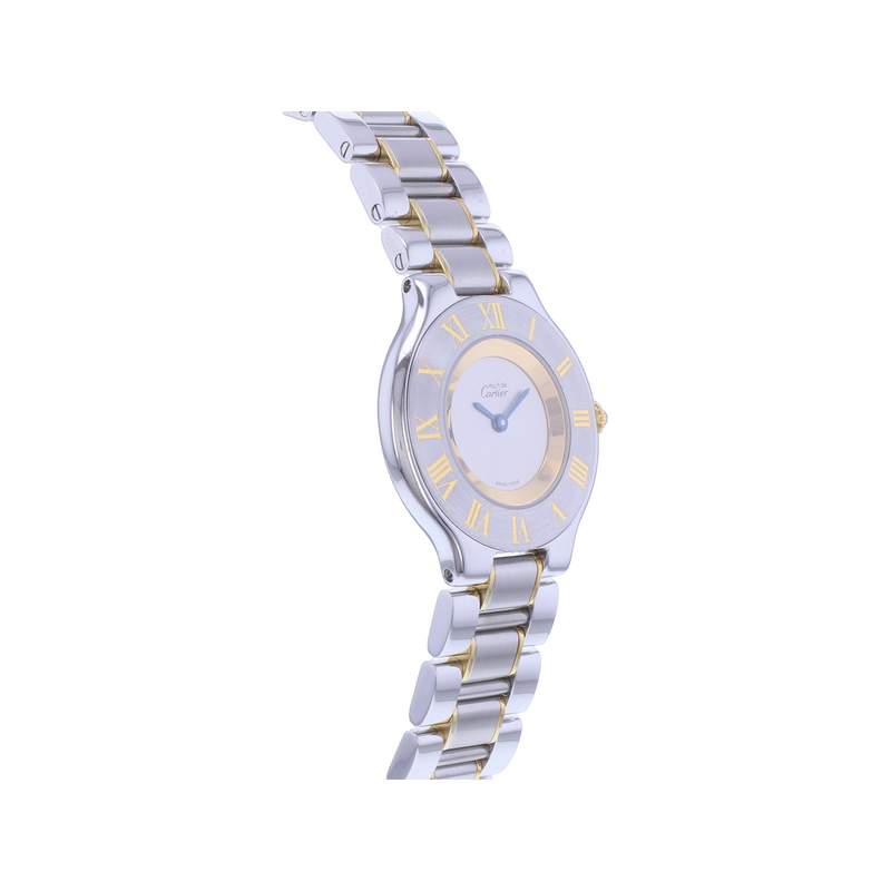 Montre d'occasion CARTIER Must 21 femme quartz bracelet or jaune 750/000 et acier - vue 2