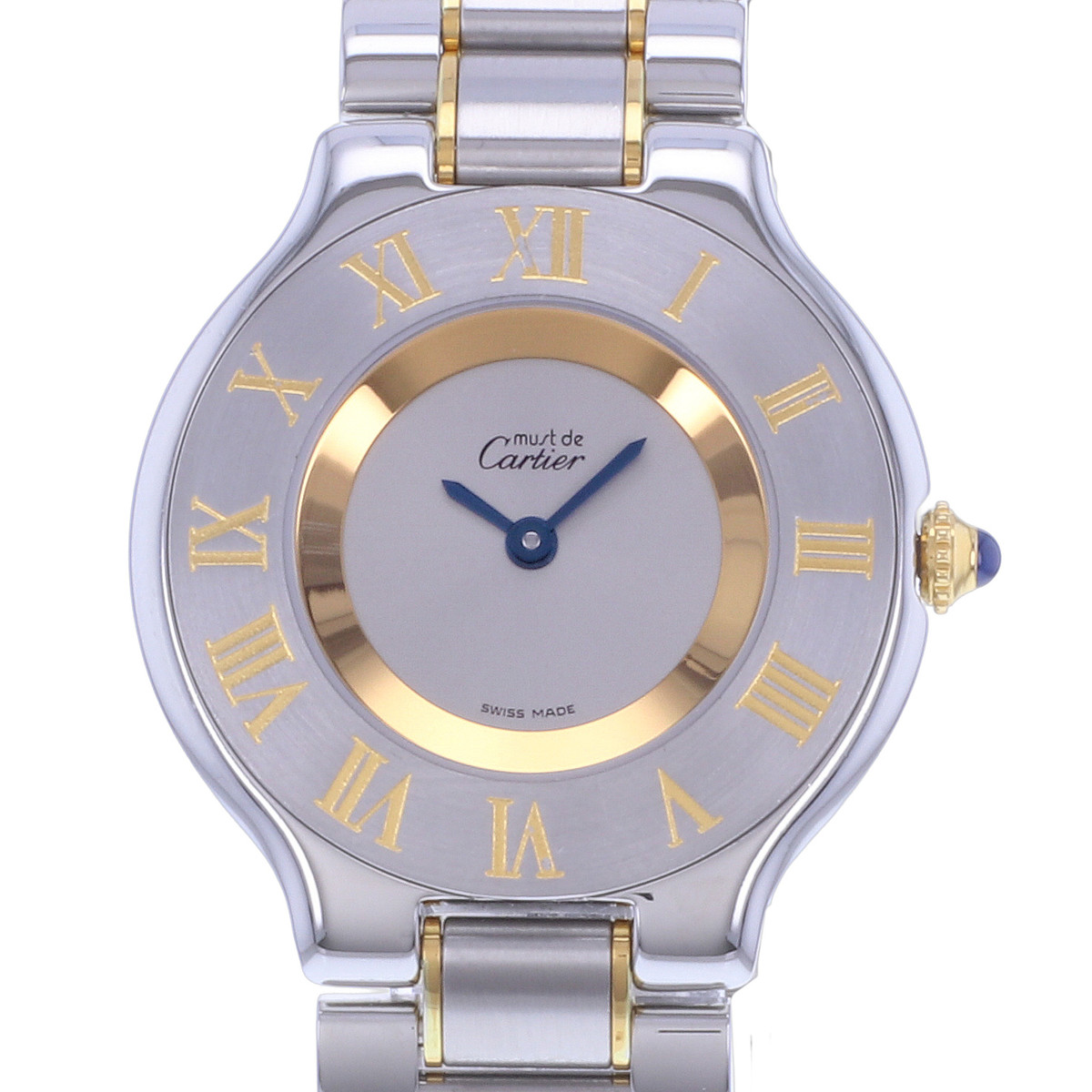 Montre d'occasion CARTIER Must 21 femme quartz bracelet or jaune 750/000 et acier - vue D1