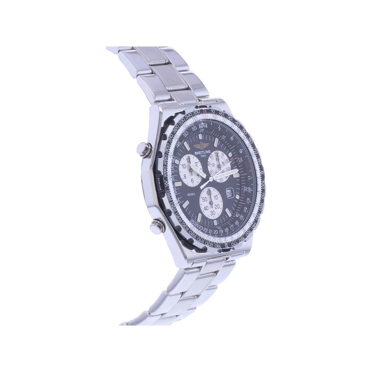 Montre d'occasion BREITLING Jupiter Pilot Vintage homme quartz bracelet acier - vue 2