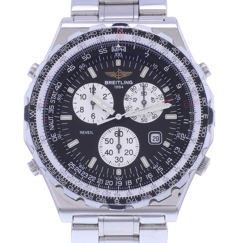 Montre d'occasion BREITLING Jupiter Pilot Vintage homme quartz bracelet acier - vue D1