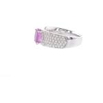 Bague d'occasion CRESUS Saphir rose Pavage diamants femme or blanc 750/1000 - vue 2