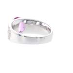 Bague d'occasion CRESUS Saphir rose Pavage diamants femme or blanc 750/1000 - vue 3