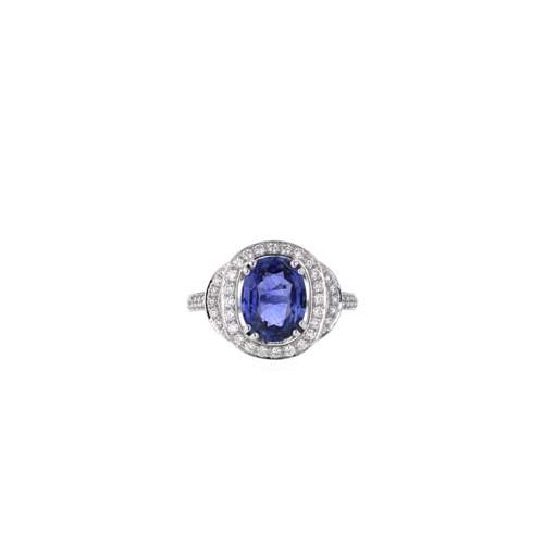 Bague d'occasion CRESUS Bague saphir et diamants femme or blanc 750/1000