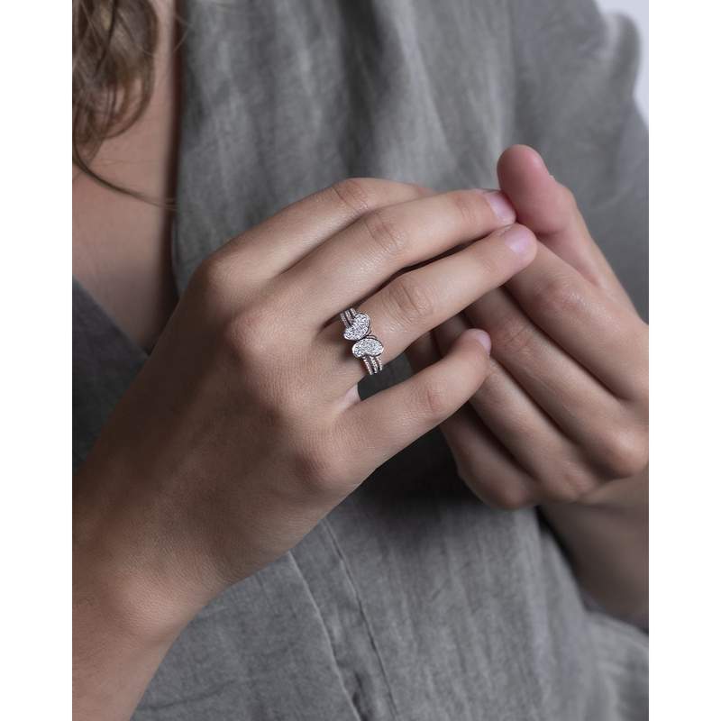 Bague d'occasion KORLOFF Papillon femme or blanc 750/1000 - vue porté 1