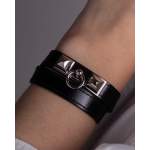 Bracelet d'occasion HERMES Rivale Double Tour femme cuir plaqué or - vue porté 2