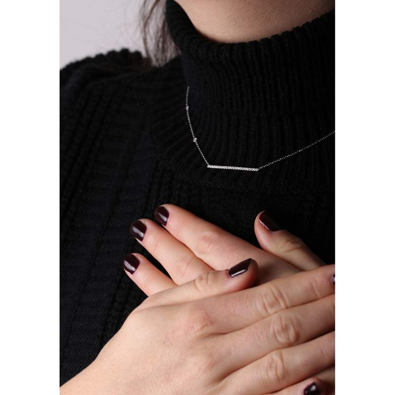 Collier d'occasion MESSIKA Gatsby Barrette Horizontale femme or blanc 750/1000 - vue porté 1