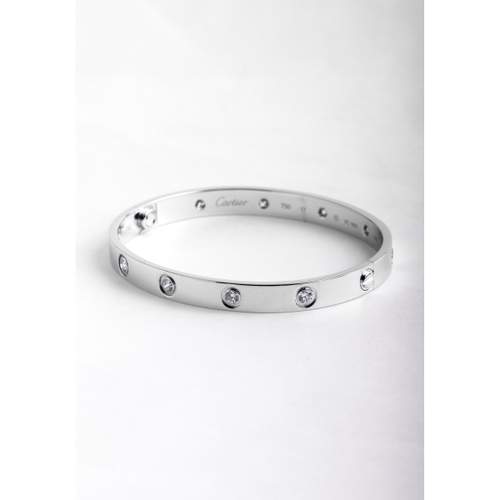 Bracelet d'occasion CARTIER Love 10 diamants femme or blanc 750/1000