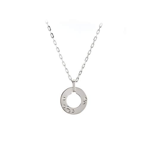 Pre-owned DINH VAN "Cible" Women's Necklace in 750/1000 White Gold