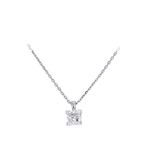 Collier d'occasion CRESUS Solitaire Princesse 1ct femme or blanc 750/1000