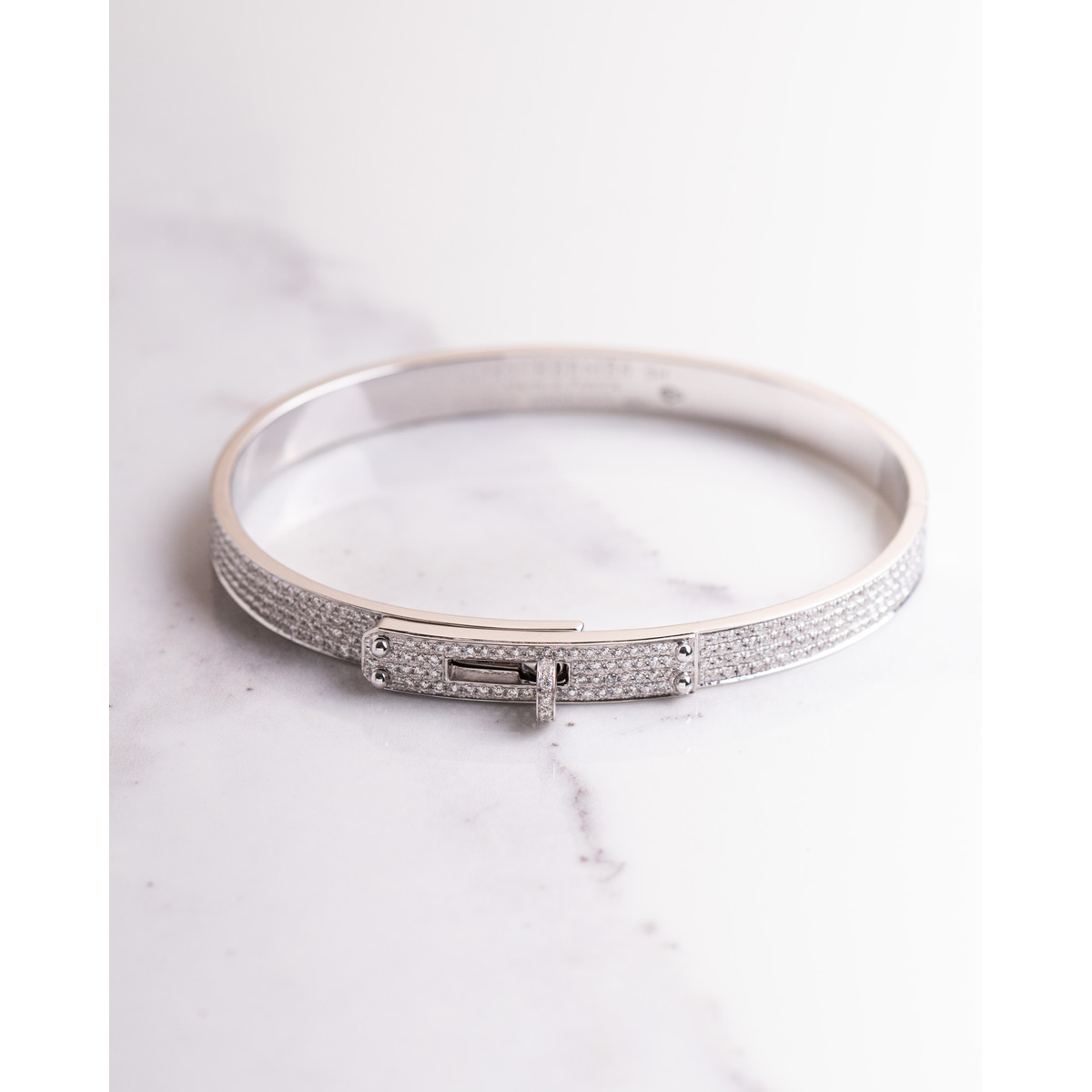Bracelet d'occasion HERMES Kelly Petit Modèle femme or blanc 750/1000 - vue D2