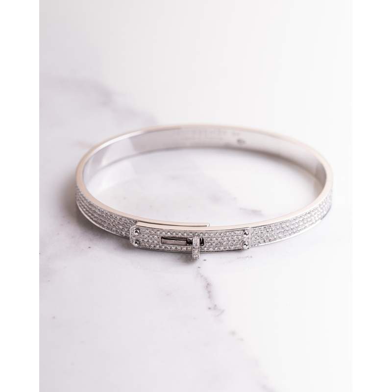 Bracelet d'occasion HERMES Kelly Petit Modèle femme or blanc 750/1000 - vue D2