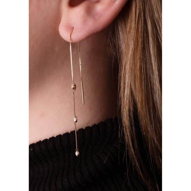 Boucles-oreilles d'occasion CRESUS Serti clos or jaune 750/1000 - vue porté 1