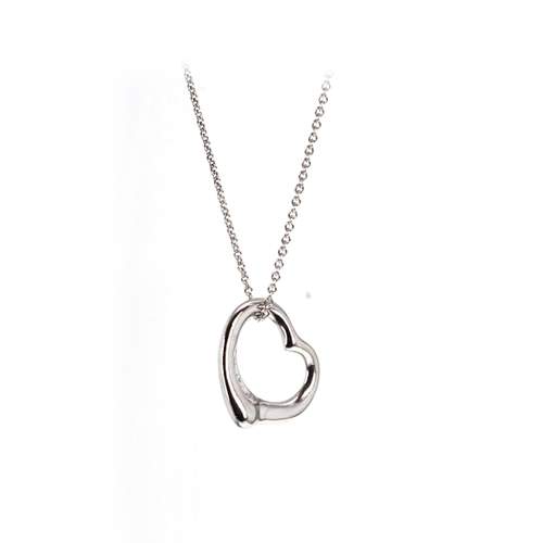 Pre-owned TIFFANY & CO Elsa Peretti Open Heart Women's Necklace in 950/1000 Platinum