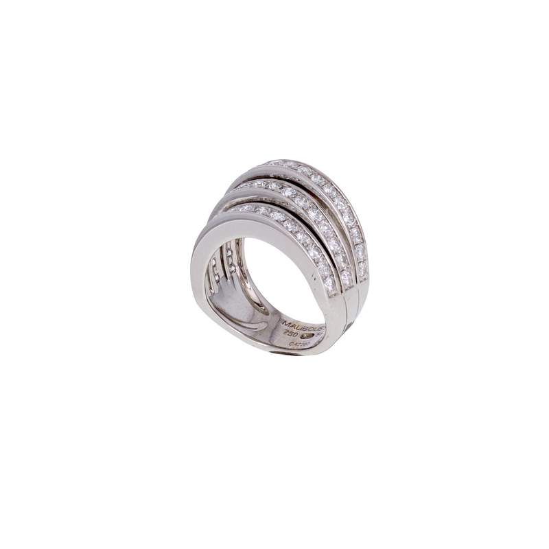 Bague d'occasion MAUBOUSSIN Les étapes de la vie 3 rangs femme or blanc 750/1000 - vue 1