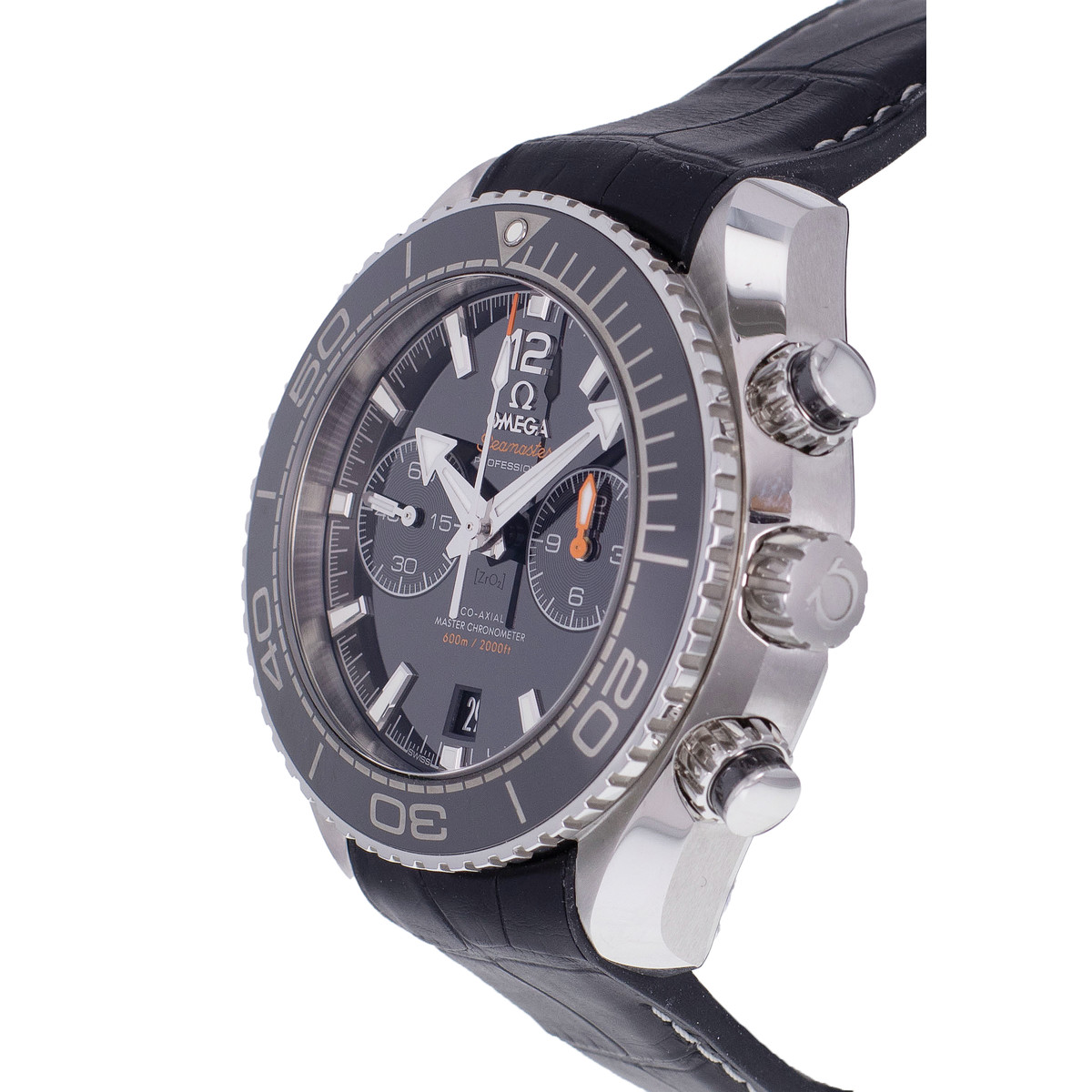 Montre d'occasion OMEGA Seamaster Planet Ocean 600m homme mouvement automatique certifié (cosc) bracelet cuir d'origine - vue D2