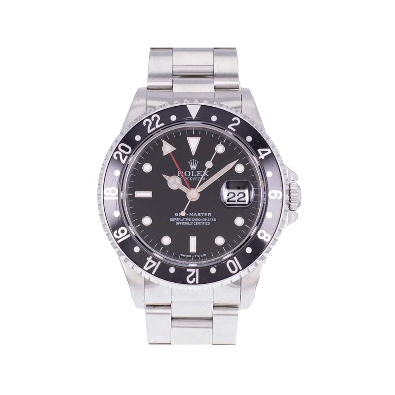 Montre d'occasion ROLEX GMT-Master homme mouvement automatique certifié (cosc) bracelet acier - vue 1