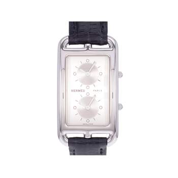 Montre d'occasion HERMES Cape Cod Double Zone homme quartz bracelet cuir cresus