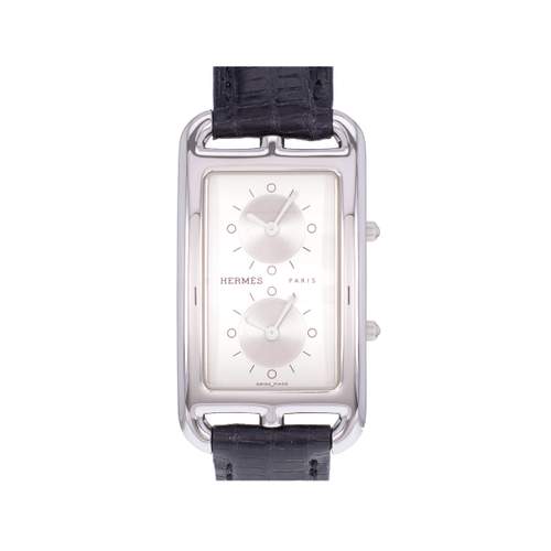 Montre d'occasion HERMES Cape Cod Double Zone homme quartz bracelet cuir cresus