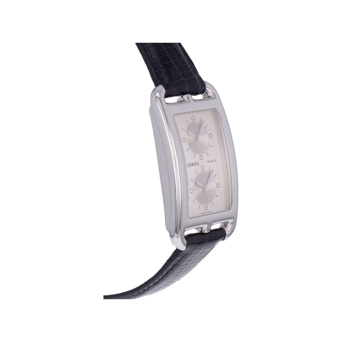 Montre d'occasion HERMES Cape Cod Double Zone homme quartz bracelet cuir cresus - vue 2