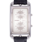 Montre d'occasion HERMES Cape Cod Double Zone homme quartz bracelet cuir cresus - vue D1