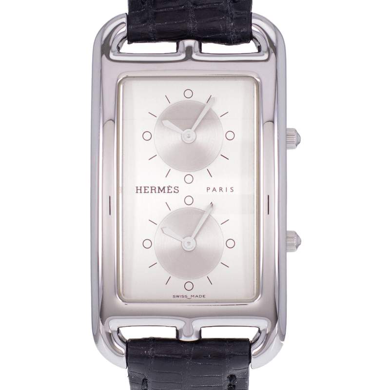 Montre d'occasion HERMES Cape Cod Double Zone homme quartz bracelet cuir cresus - vue D1