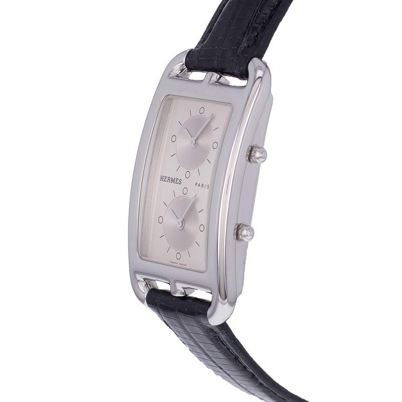 Montre d'occasion HERMES Cape Cod Double Zone homme quartz bracelet cuir cresus - vue D2