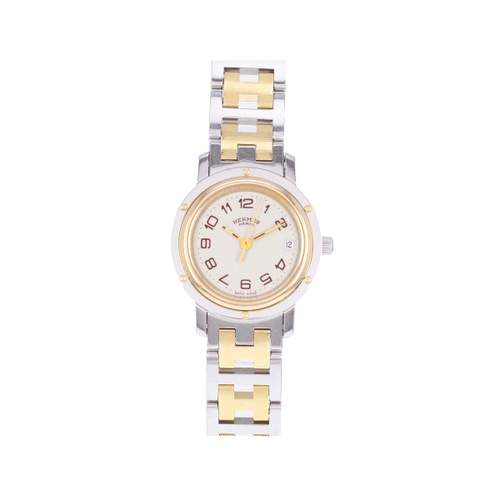 Montre d'occasion HERMES Clipper femme quartz bracelet acier et plaqué or