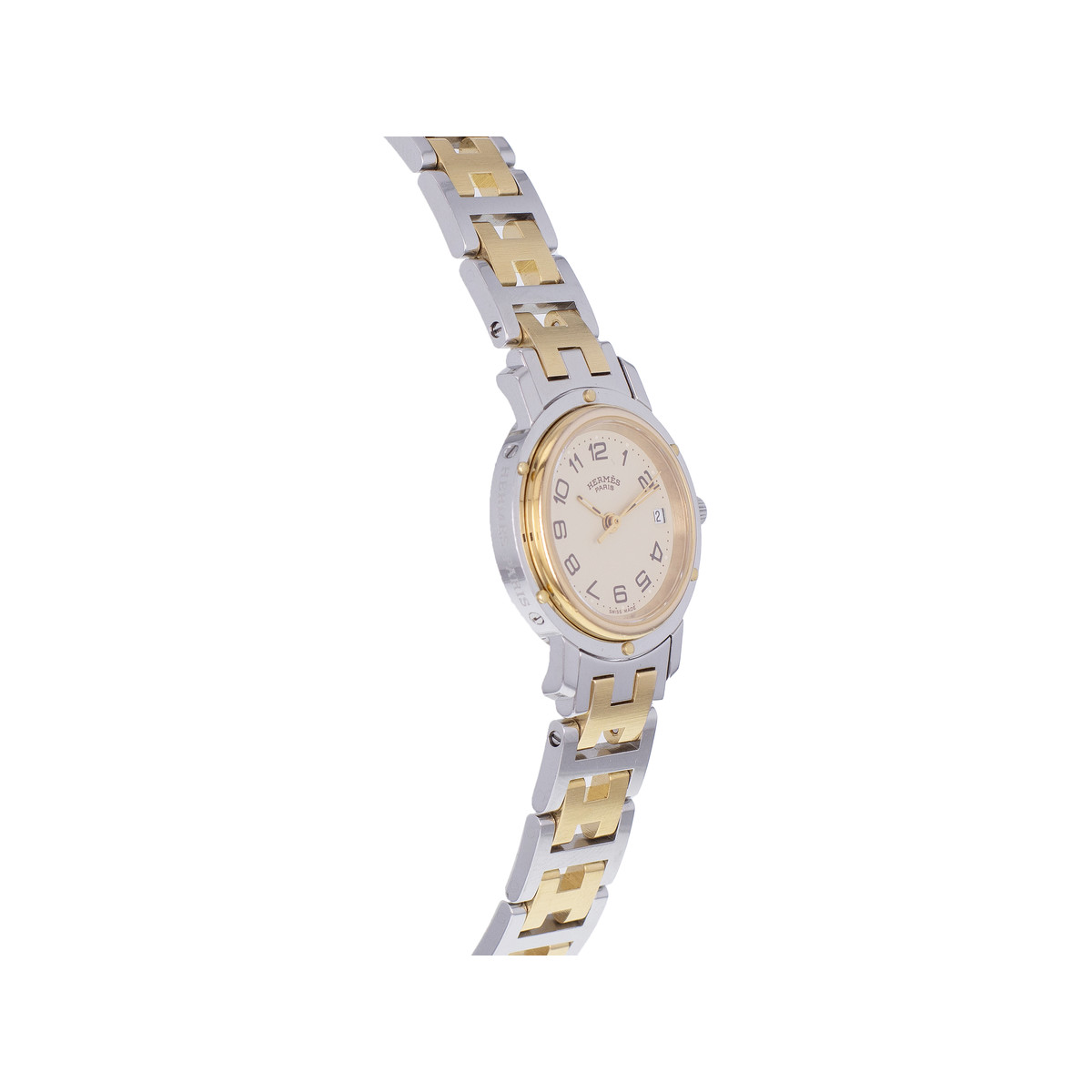 Montre d'occasion HERMES Clipper femme quartz bracelet acier et plaqué or - vue 2