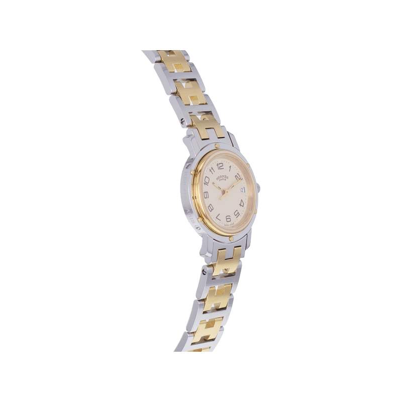 Montre d'occasion HERMES Clipper femme quartz bracelet acier et plaqué or - vue 2