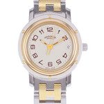 Montre d'occasion HERMES Clipper femme quartz bracelet acier et plaqué or - vue D1