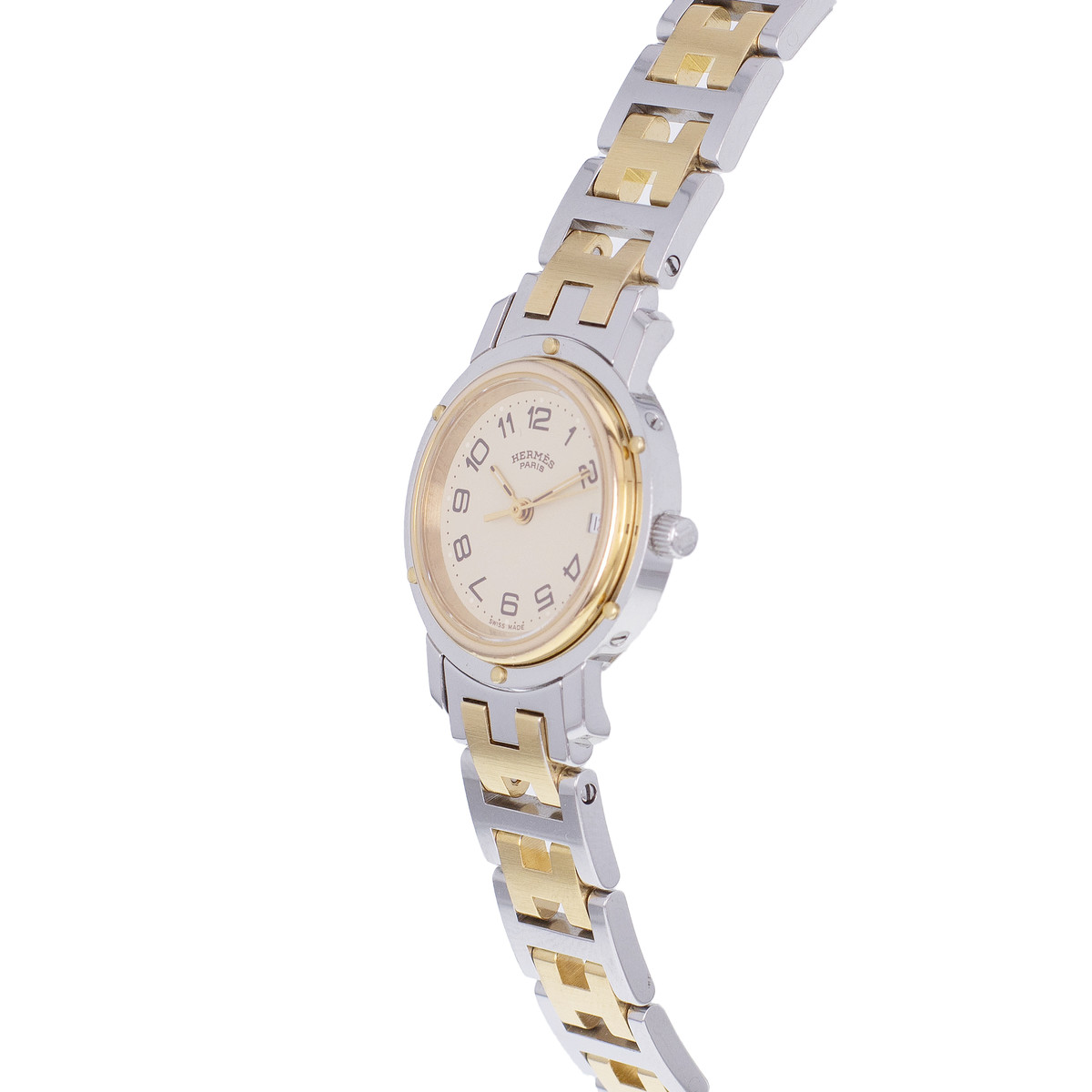 Montre d'occasion HERMES Clipper femme quartz bracelet acier et plaqué or - vue D2