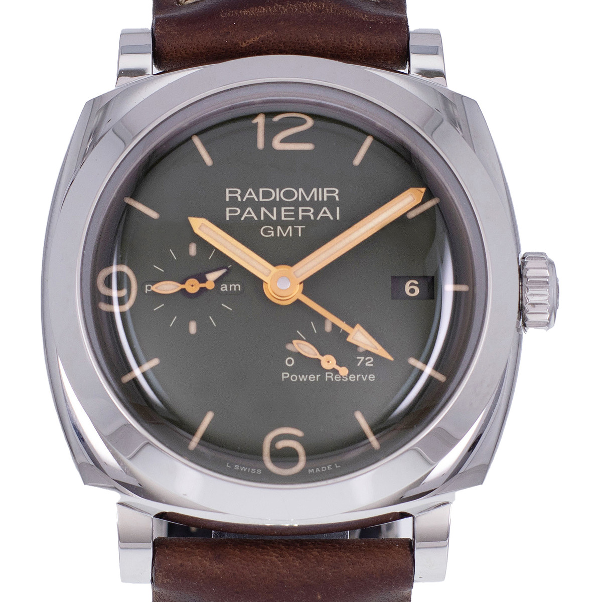 Montre d'occasion PANERAI Radiomir GMT Réserve de Marche homme automatique bracelet cuir d'origine - vue D1