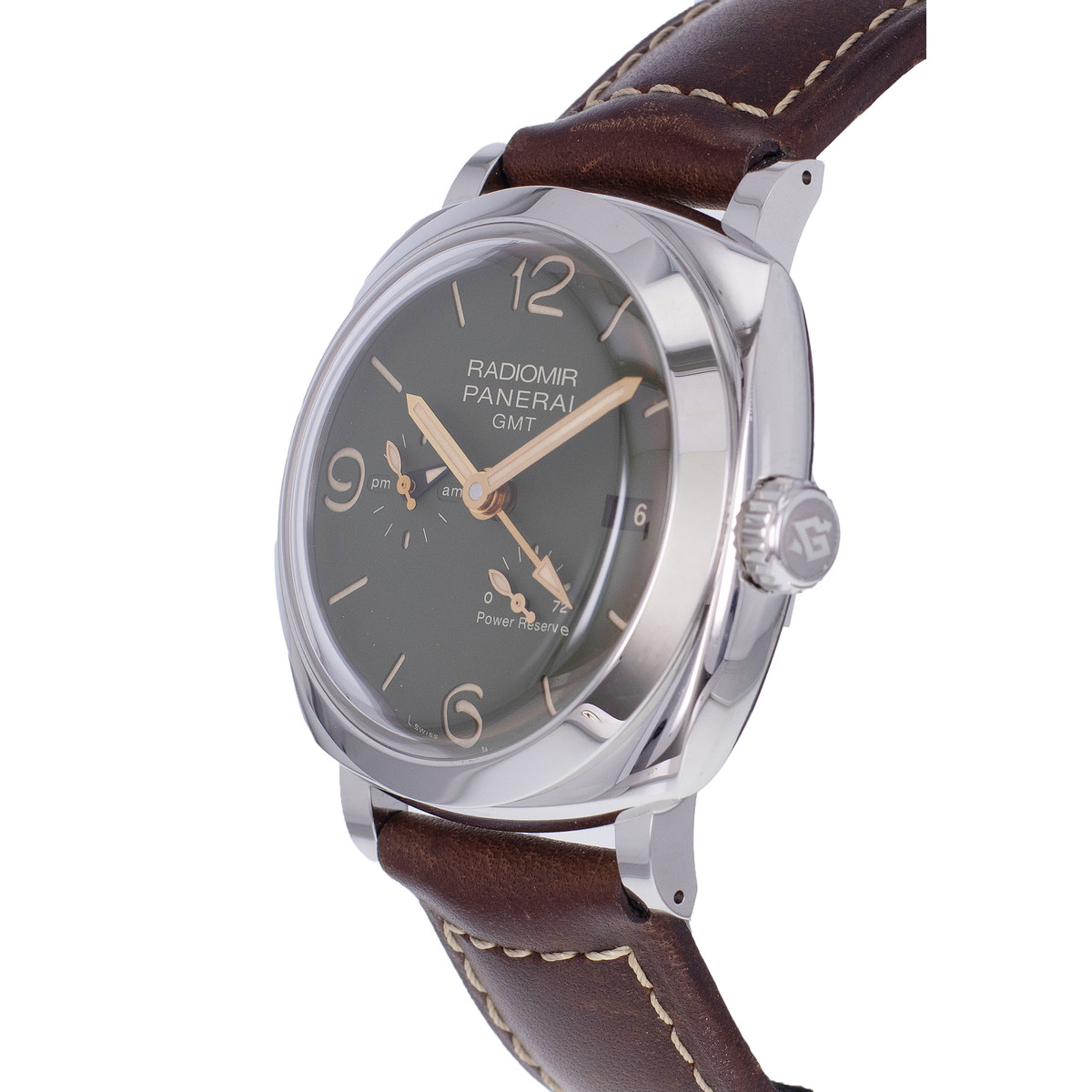 Montre d'occasion PANERAI Radiomir GMT Réserve de Marche homme automatique bracelet cuir d'origine - vue D2