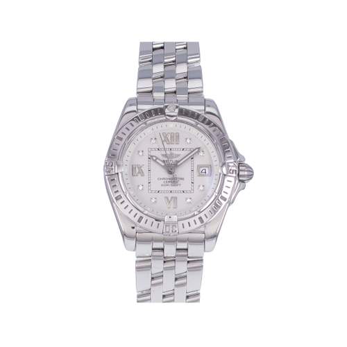 Tweedehands BREITLING Cockpit Lady Diamonds dameshorloge met quartz uurwerk en stalen armband