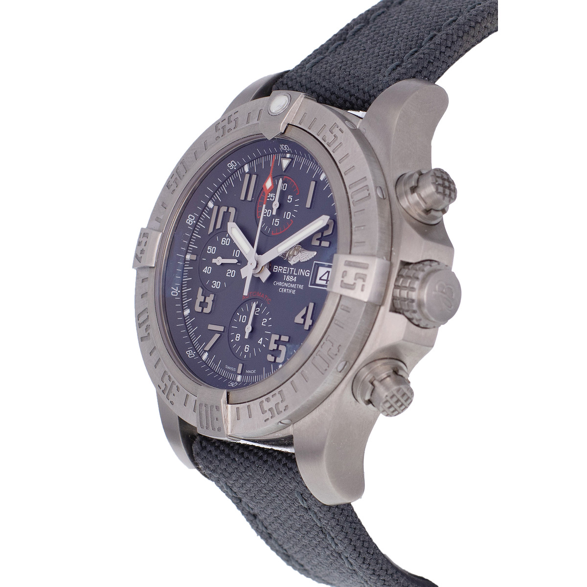 Montre d'occasion BREITLING Avenger Chronograph homme mouvement automatique certifié (cosc) bracelet textile - vue D2
