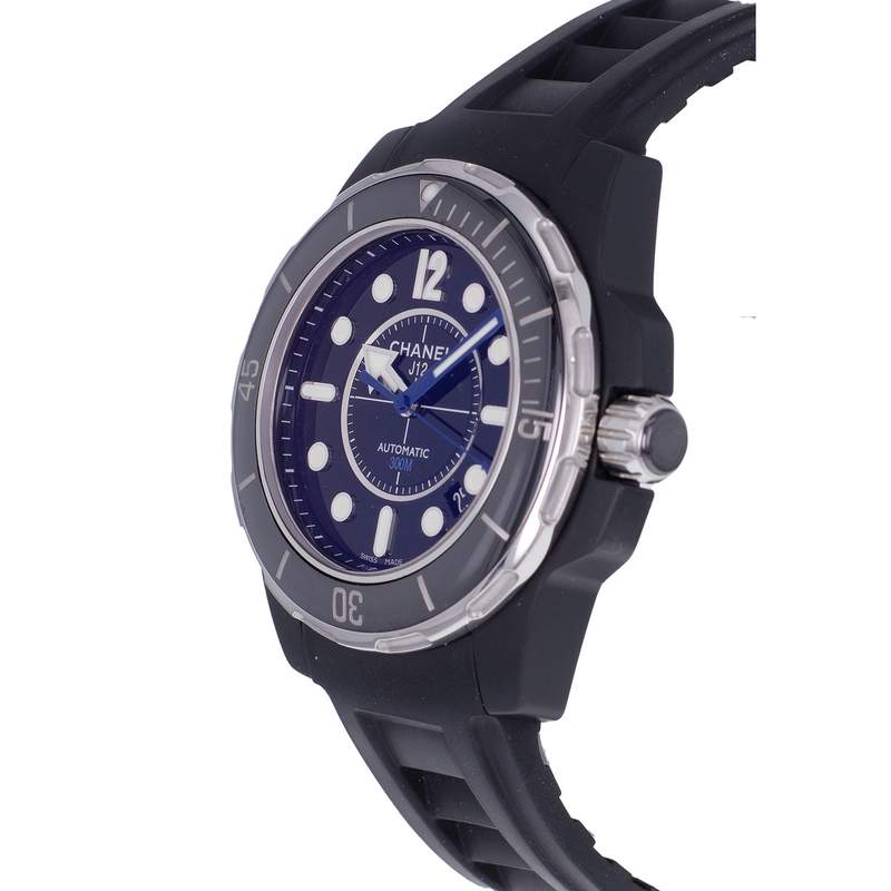 Montre d'occasion CHANEL J12 Marine 42 mm homme automatique bracelet caoutchouc - vue D2