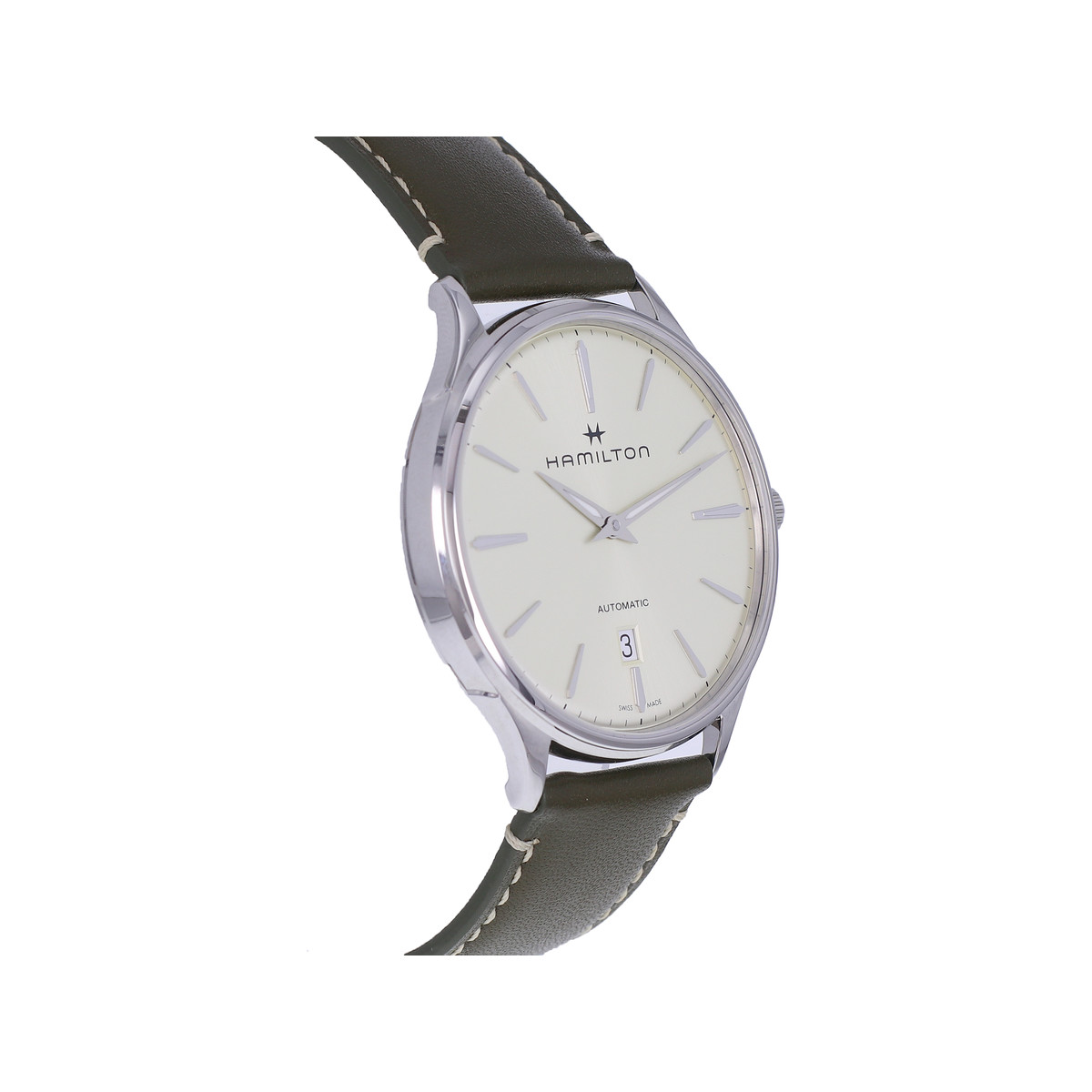 Montre d'occasion HAMILTON Jazzmaster Thin Line homme automatique bracelet cuir d'origine - vue 2