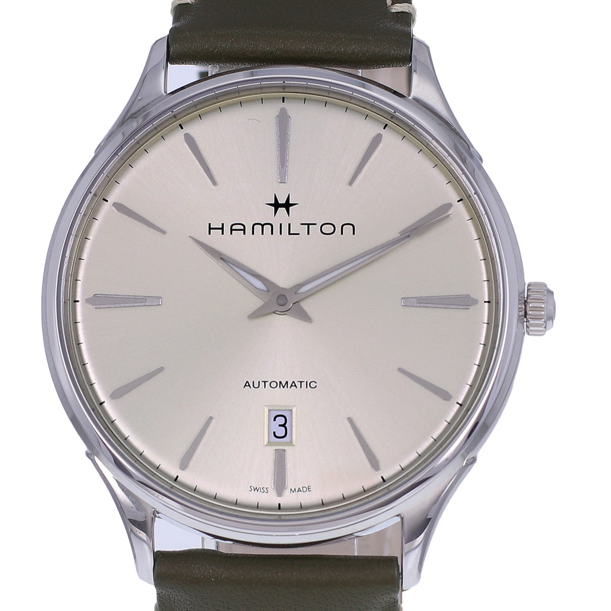 Montre d'occasion HAMILTON Jazzmaster Thin Line homme automatique bracelet cuir d'origine - vue D1