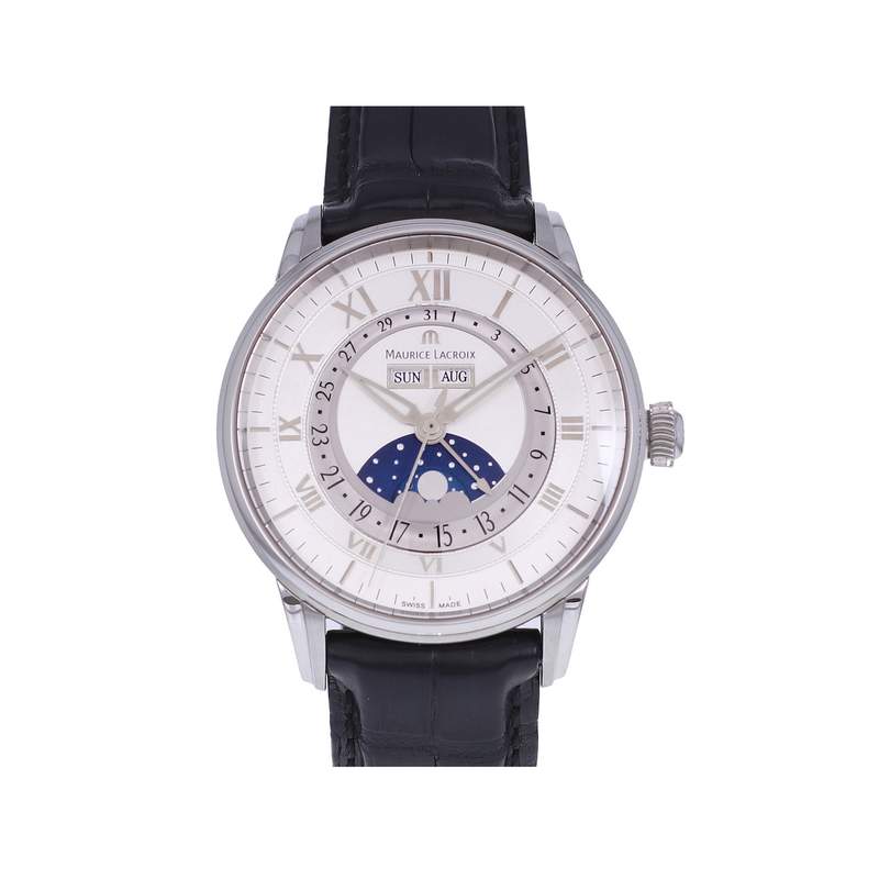 Montre d'occasion MAURICE LACROIX Masterpiece Phase de Lune homme automatique bracelet cuir d'origine - vue 1