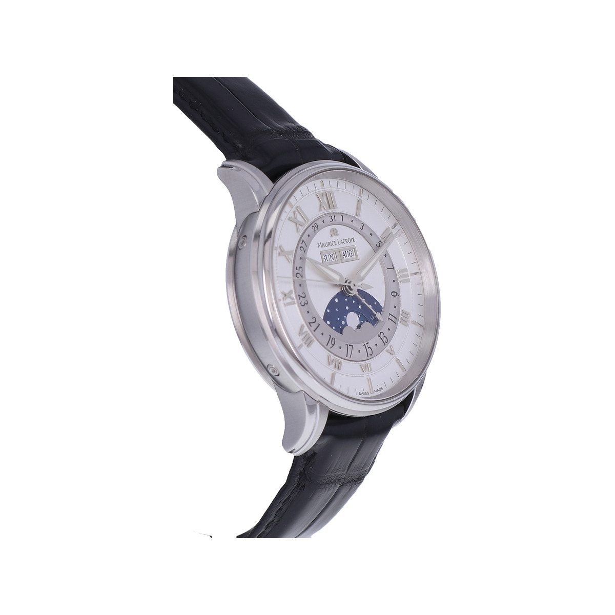 Montre d'occasion MAURICE LACROIX Masterpiece Phase de Lune homme automatique bracelet cuir d'origine - vue 2