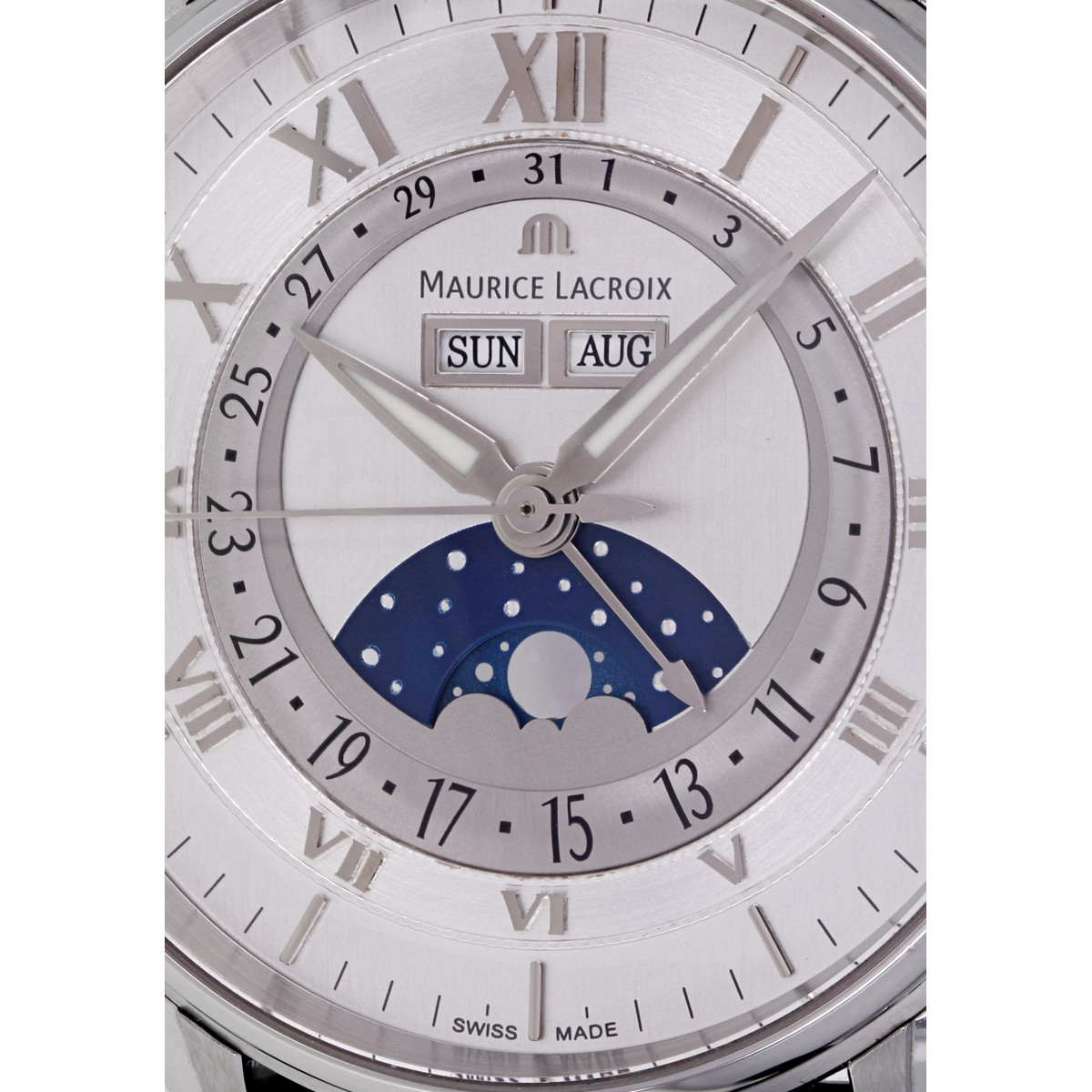 Montre d'occasion MAURICE LACROIX Masterpiece Phase de Lune homme automatique bracelet cuir d'origine - vue D1