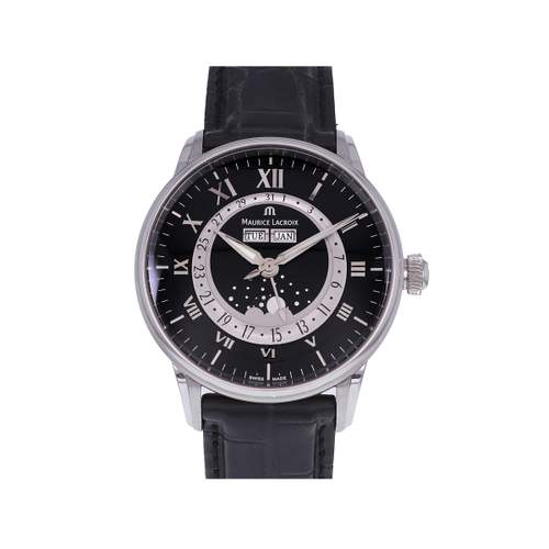Montre d'occasion MAURICE LACROIX Masterpiece Phase de Lune homme automatique bracelet cuir d'origine