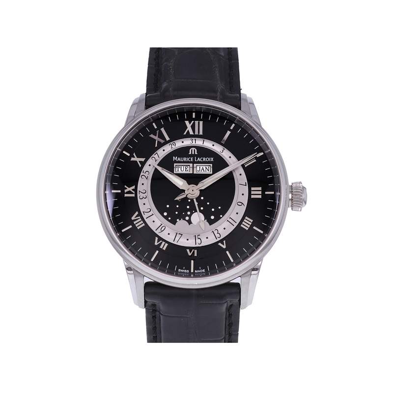Montre d'occasion MAURICE LACROIX Masterpiece Phase de Lune homme automatique bracelet cuir d'origine - vue 1