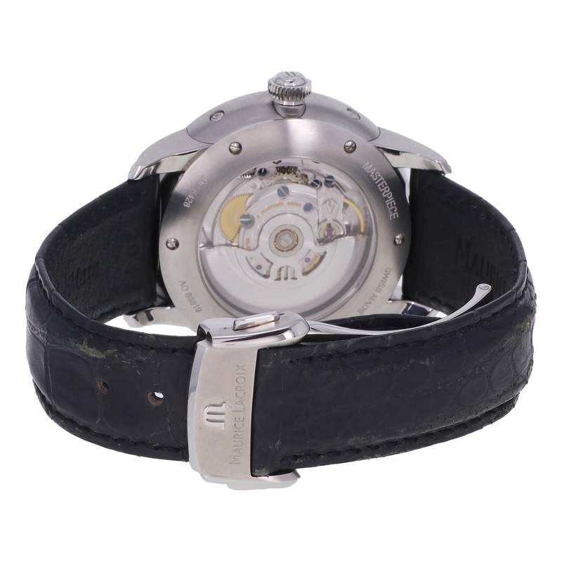 Montre d'occasion MAURICE LACROIX Masterpiece Phase de Lune homme automatique bracelet cuir d'origine - vue 3