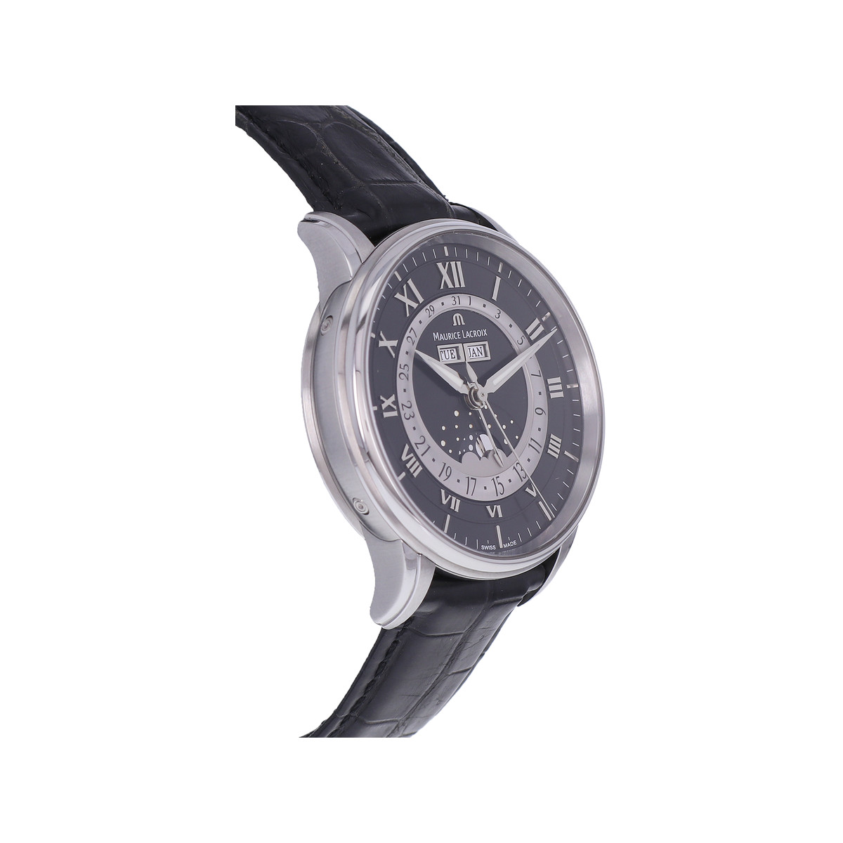 Montre d'occasion MAURICE LACROIX Masterpiece Phase de Lune homme automatique bracelet cuir d'origine - vue 2